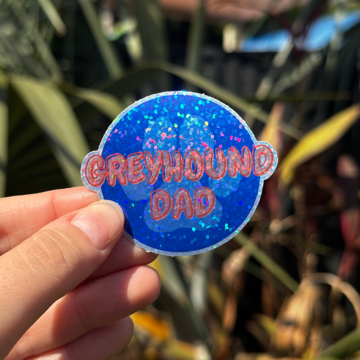 greyhound dad iridescent stickers