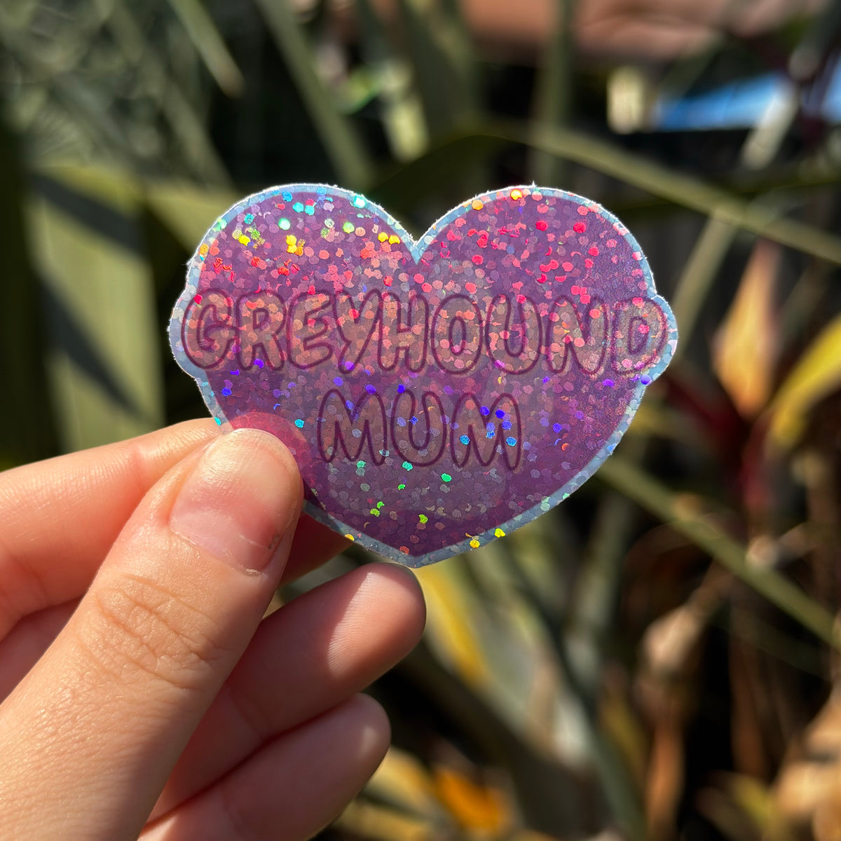greyhound mum iridescent stickers