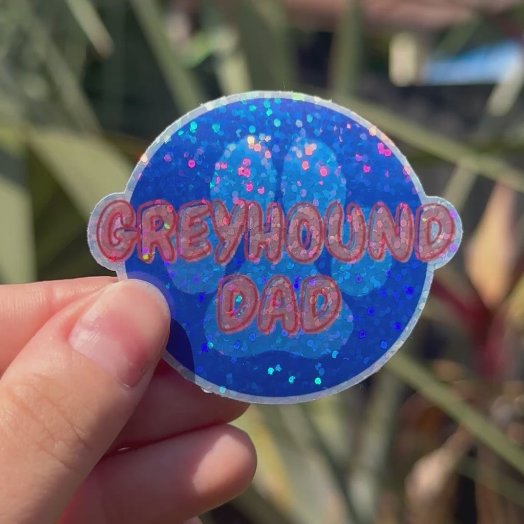 greyhound dad iridescent stickers